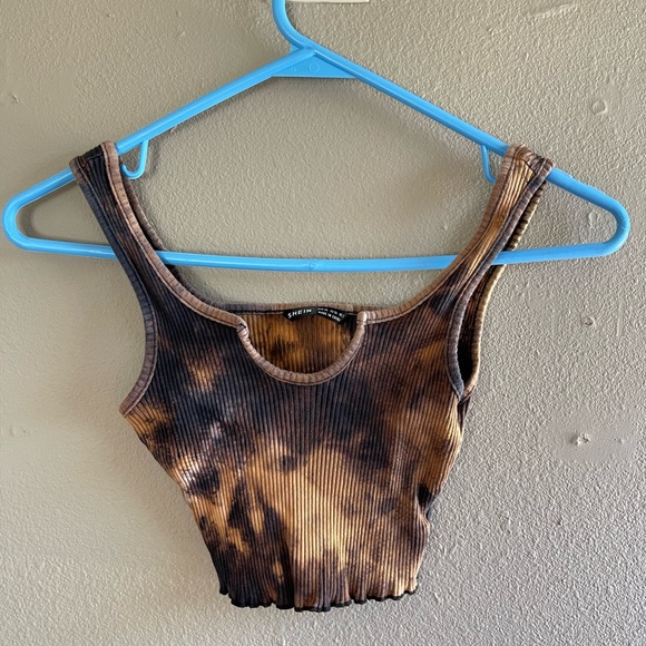 Shein XS brown marbled crop tank top - Picture 1 of 3